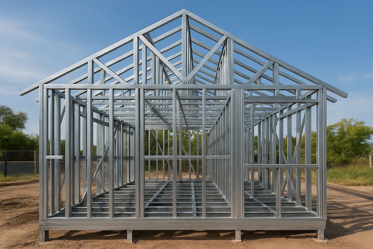 Estrutura em Steel Frame no início da obra