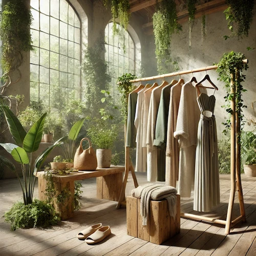 Biofilia em foco: roupas sustentáveis integradas à natureza e ao bem-estar.